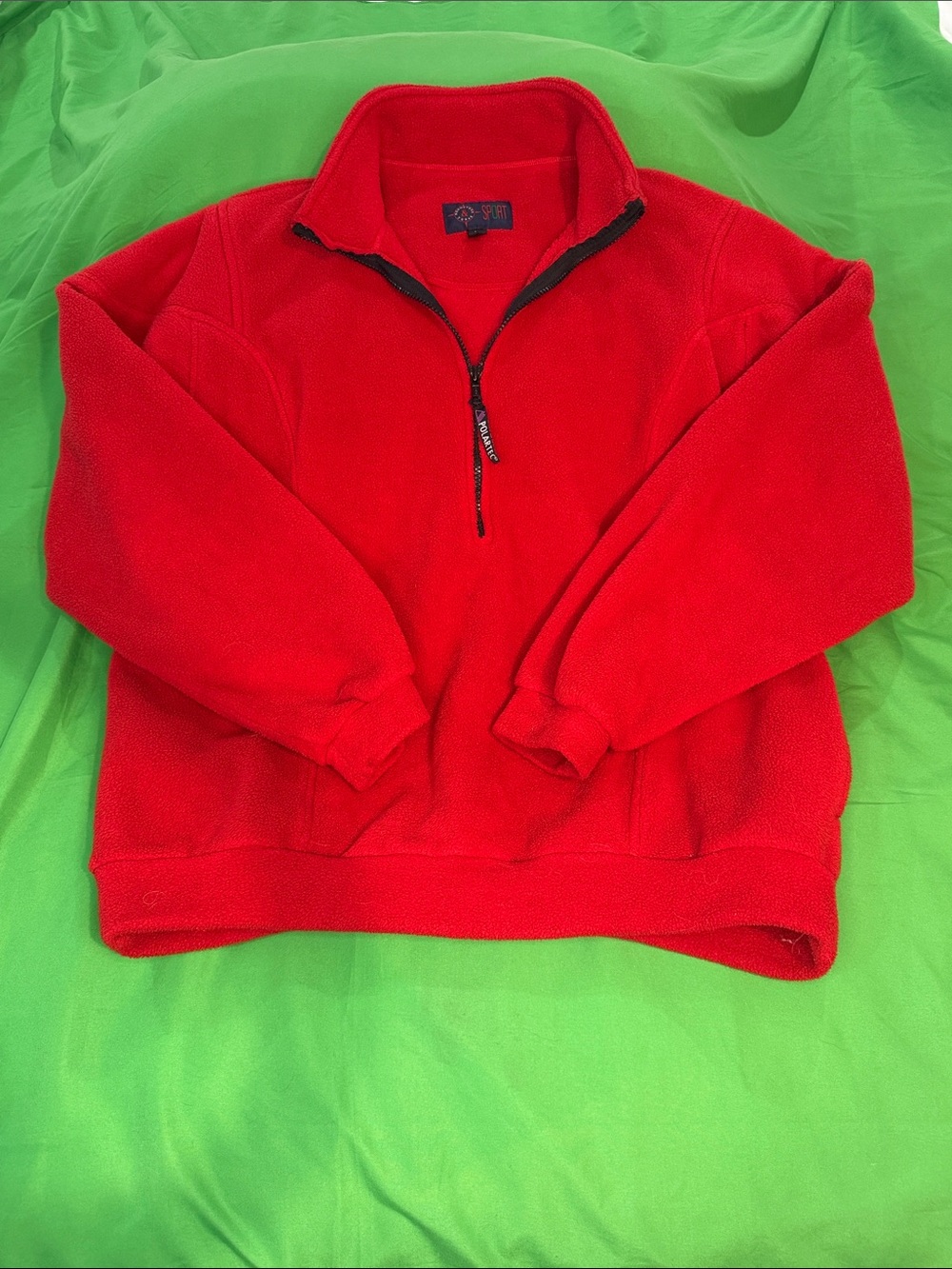 Roundtree & Yorke Bright Red Half-Zip Fleece Pullover